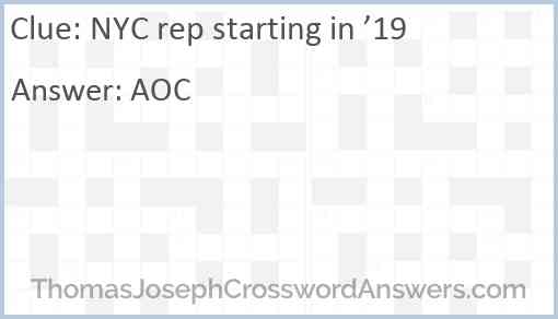 NYC rep starting in ’19 Answer