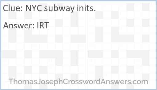 NYC subway inits. Answer