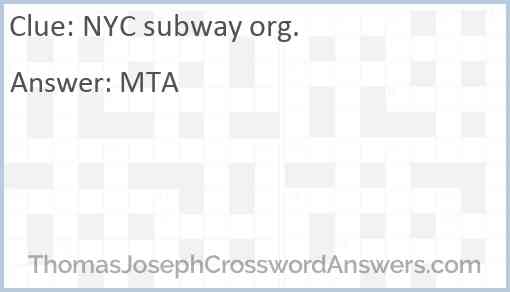 NYC subway org Answer