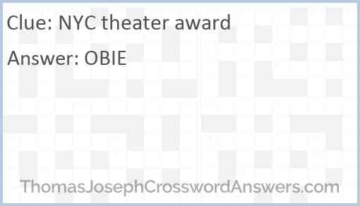NYC theater award Answer