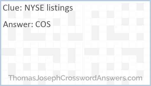 NYSE listings Answer