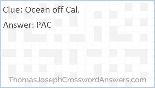 Ocean off Cal. Answer