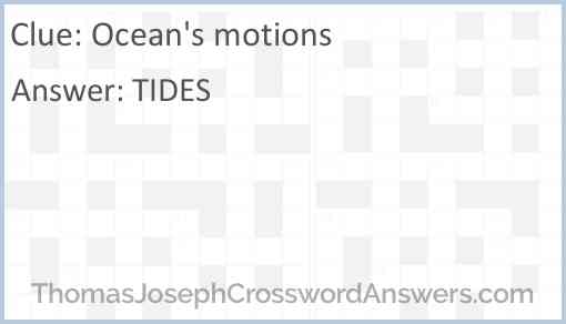 Ocean’s motions Answer
