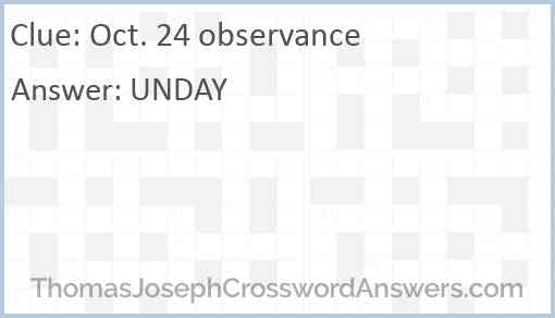 Oct. 24 observance Answer