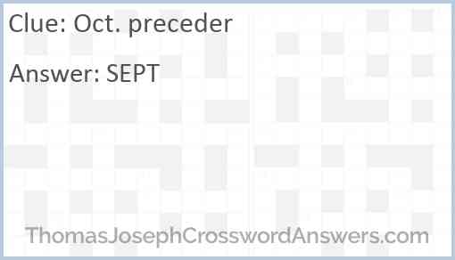 Oct. preceder Answer