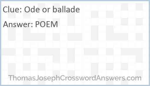 Ode or ballade Answer