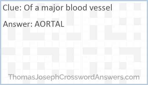 Of a major blood vessel Answer