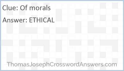 Of morals Answer