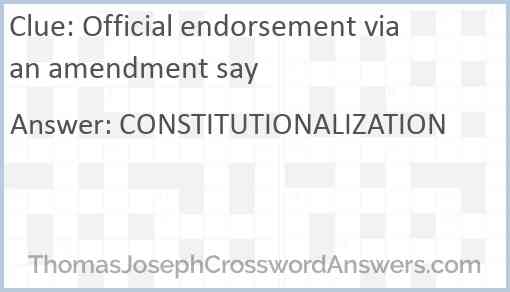 Official endorsement via an amendment say Answer