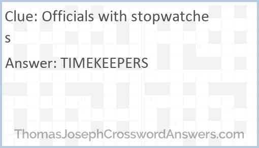 Officials with stopwatches Answer
