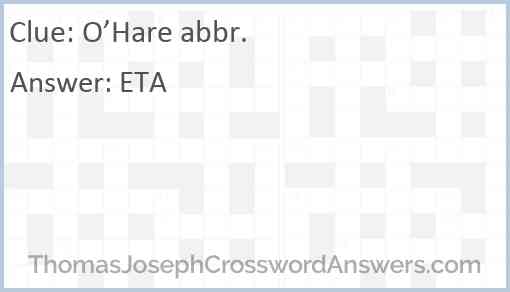 O’Hare abbr. Answer