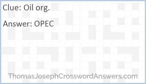 Oil org. Answer
