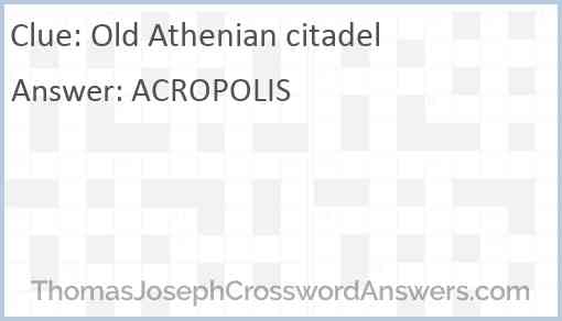 Old Athenian citadel Answer