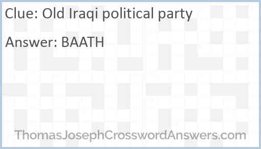 Old Iraqi political party Answer