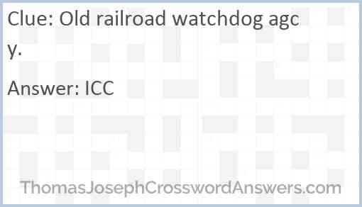 Old railroad watchdog agcy. Answer
