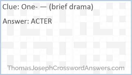 One- — (brief drama) Answer
