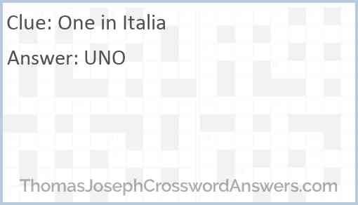One in Italia Answer