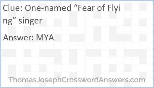 One-named “Fear of Flying” singer Answer