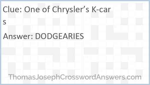One of Chrysler’s K-cars Answer