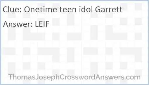Onetime teen idol Garrett Answer