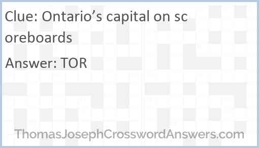 Ontario’s capital on scoreboards Answer