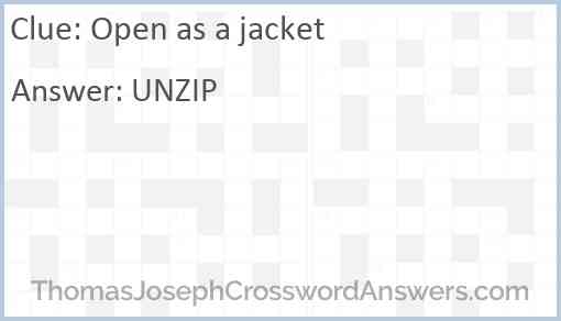 Open as a jacket Answer