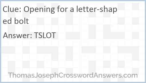 Opening for a letter-shaped bolt Answer