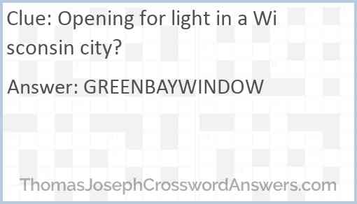 Opening for light in a Wisconsin city? Answer