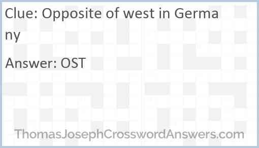 Opposite of west in Germany Answer
