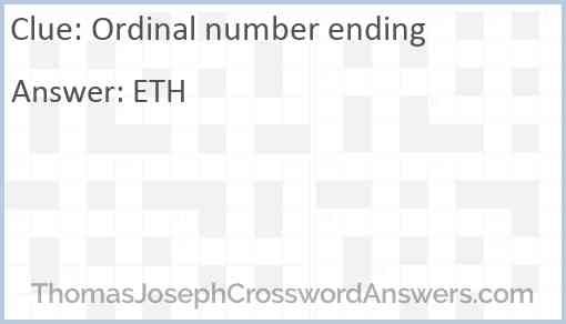 Ordinal number ending Answer