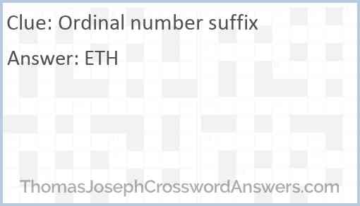 Ordinal number suffix Answer