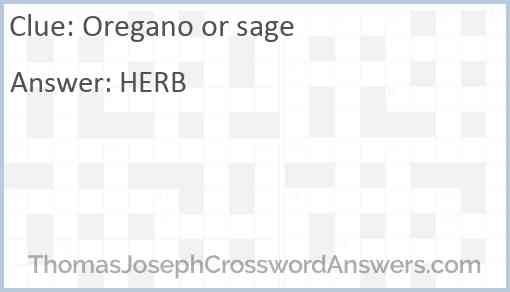 Oregano or sage Answer