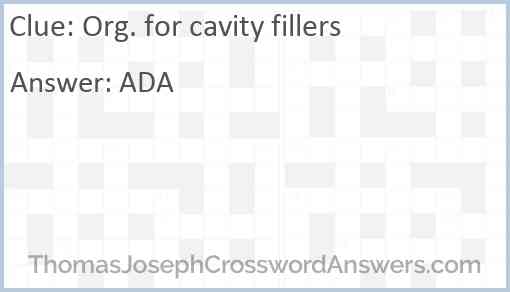 Org. for cavity fillers Answer