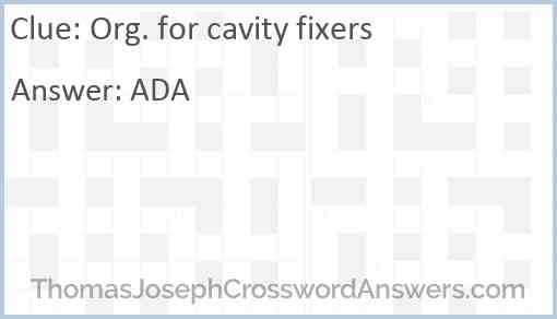 Org. for cavity fixers Answer