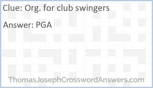 Org. for club swingers Answer