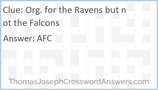 Org. for the Ravens but not the Falcons Answer