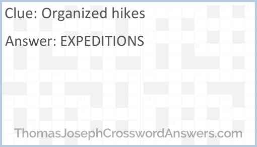 Organized hikes Answer