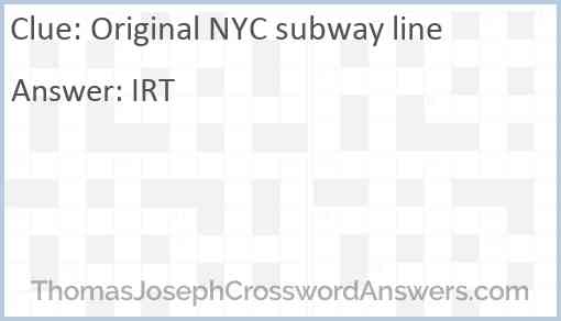 Original NYC subway line Answer