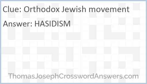 Orthodox Jewish movement Answer