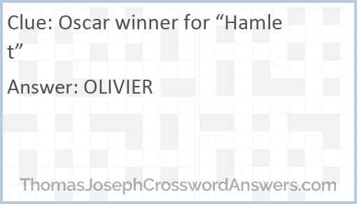 Oscar winner for “Hamlet” Answer