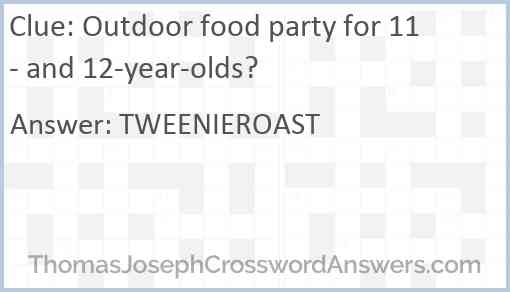Outdoor food party for 11- and 12-year-olds? Answer
