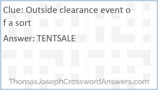 Outside clearance event of a sort Answer