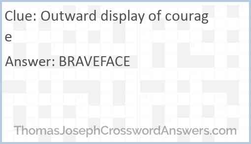 Outward display of courage Answer