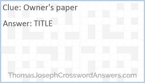 Owner’s paper Answer