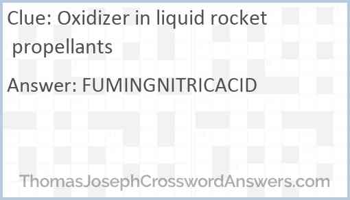 Oxidizer in liquid rocket propellants Answer