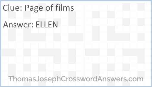 Page of films Answer