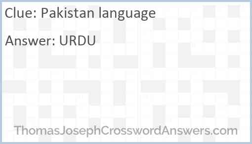 Pakistan language Answer