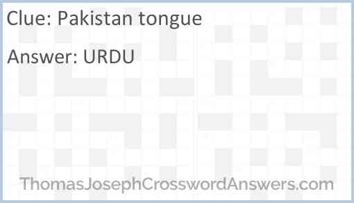 Pakistan tongue Answer