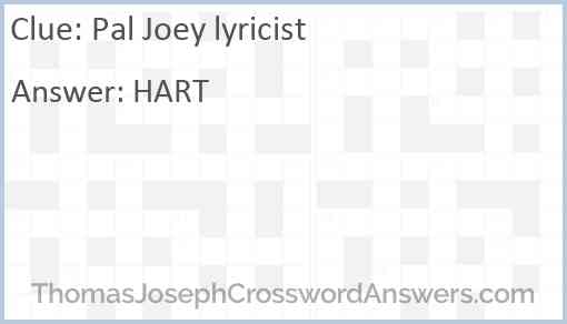 Pal Joey lyricist Answer