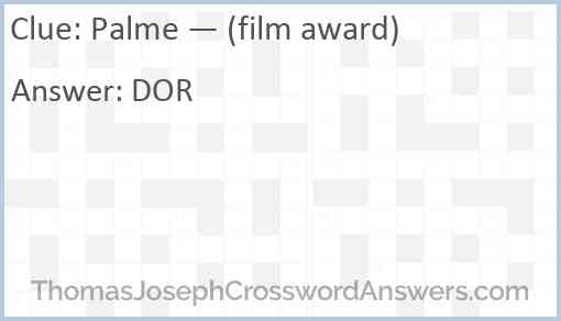 Palme — (film award) Answer